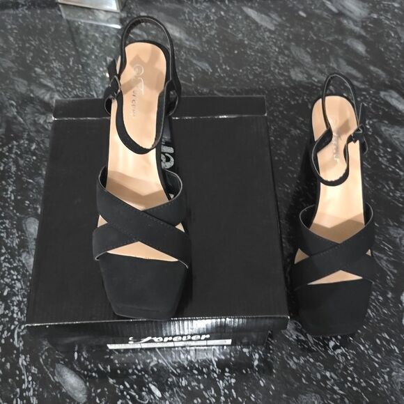 BRAND NEW FOREVER BLOCK HEEL  CRISS-CROSS  ADJUSTABLE BUCKLE ALMOND TOE … - Picture 15 of 16
